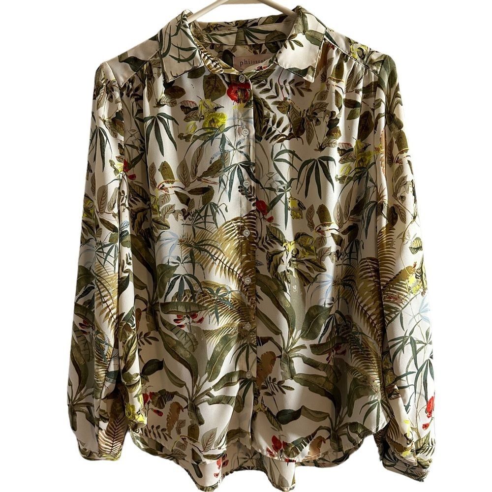 Philosophy  Womens‎ Shirt Floral Print Button Front Long Sleeve  - Small